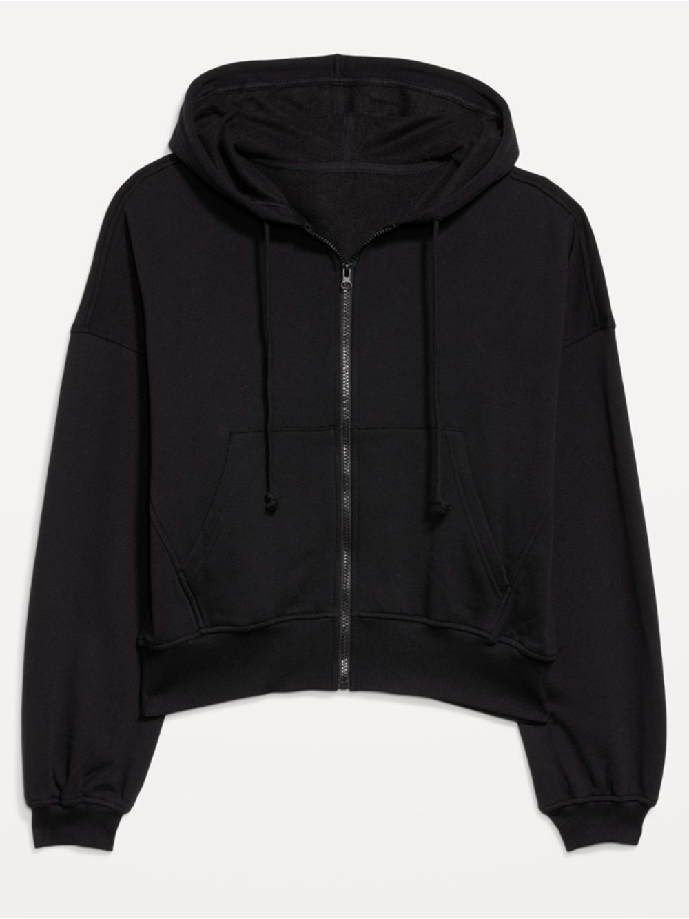 Old Navy Black Zip-Up Oversized Cropped Hooded Sweatshirt for Women